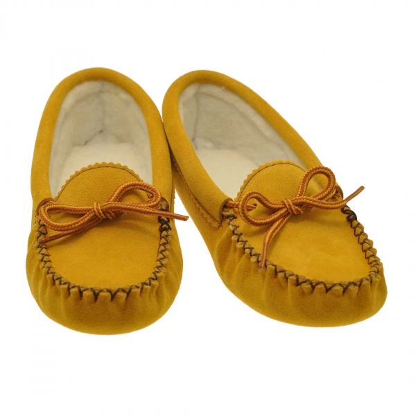 Canadian moccasins M142 in leather and synthetic fur - Harpo Paris