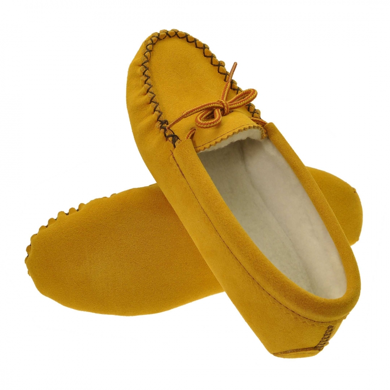 Canadian moccasins M142 in leather and synthetic fur - Harpo Paris