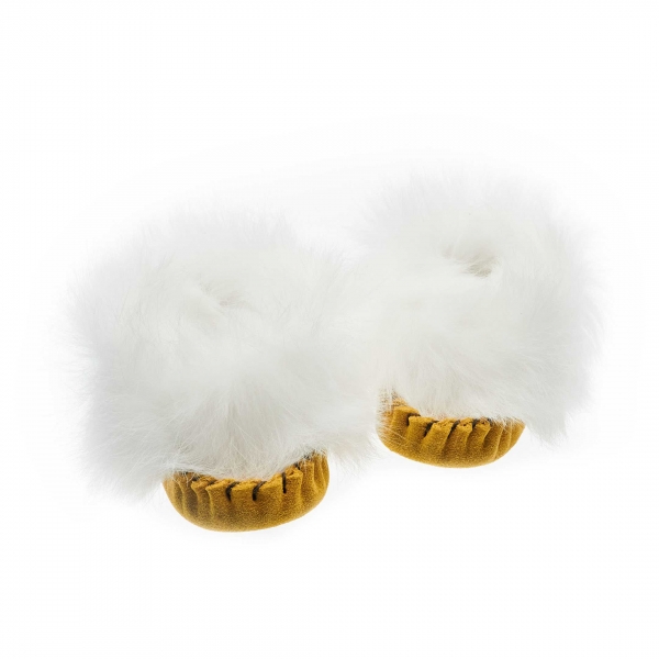 Canadian moccasins for babies M220 in leather and fluff