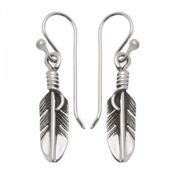 BO171 Navajo earrings silver feathers - Harpo Paris