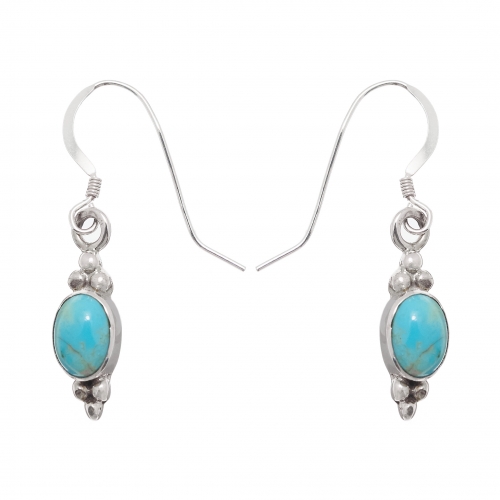 Boucles d'oreilles Harpo Paris BO235 en turquoise et argent