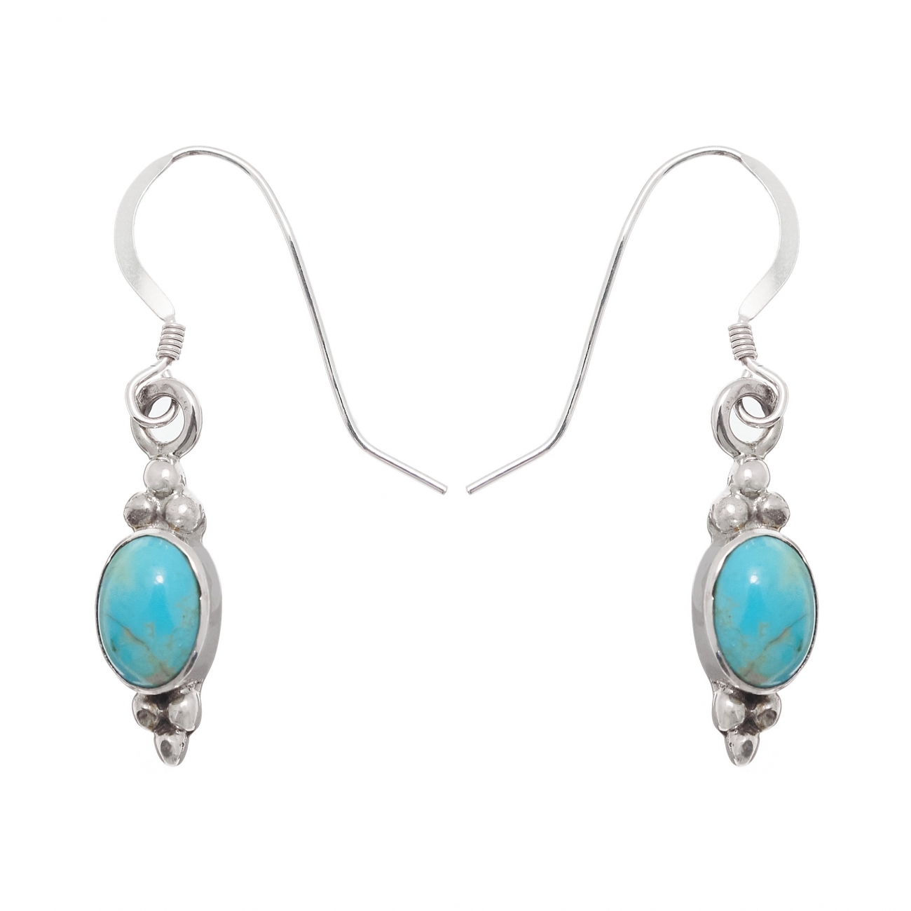 Boucles d'oreilles Harpo Paris BO235 en turquoise et argent