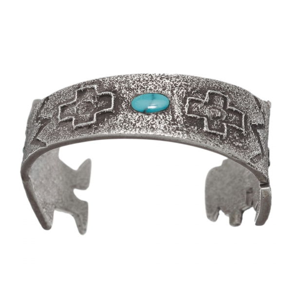 Yei unisex bracelet MIS33 in tufa silver and turquoise - Harpo Paris